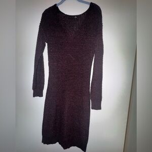 Black Tape_ Deep Purple Long Sleeve Dress